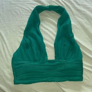 Green Halter Crop Top